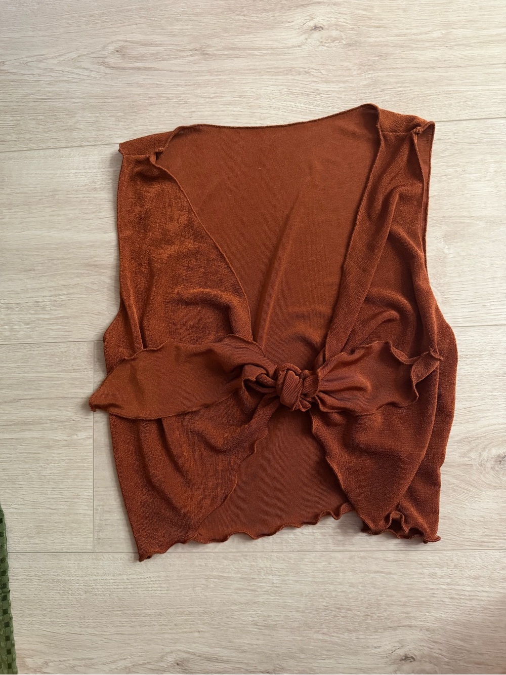 Rust Tie-Front Sleeveless Top